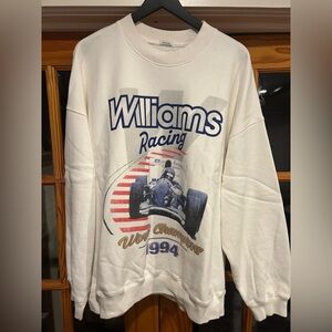 Abercrombie & Fitch White Williams Racing Graphic Sweater Vintage Inspired
